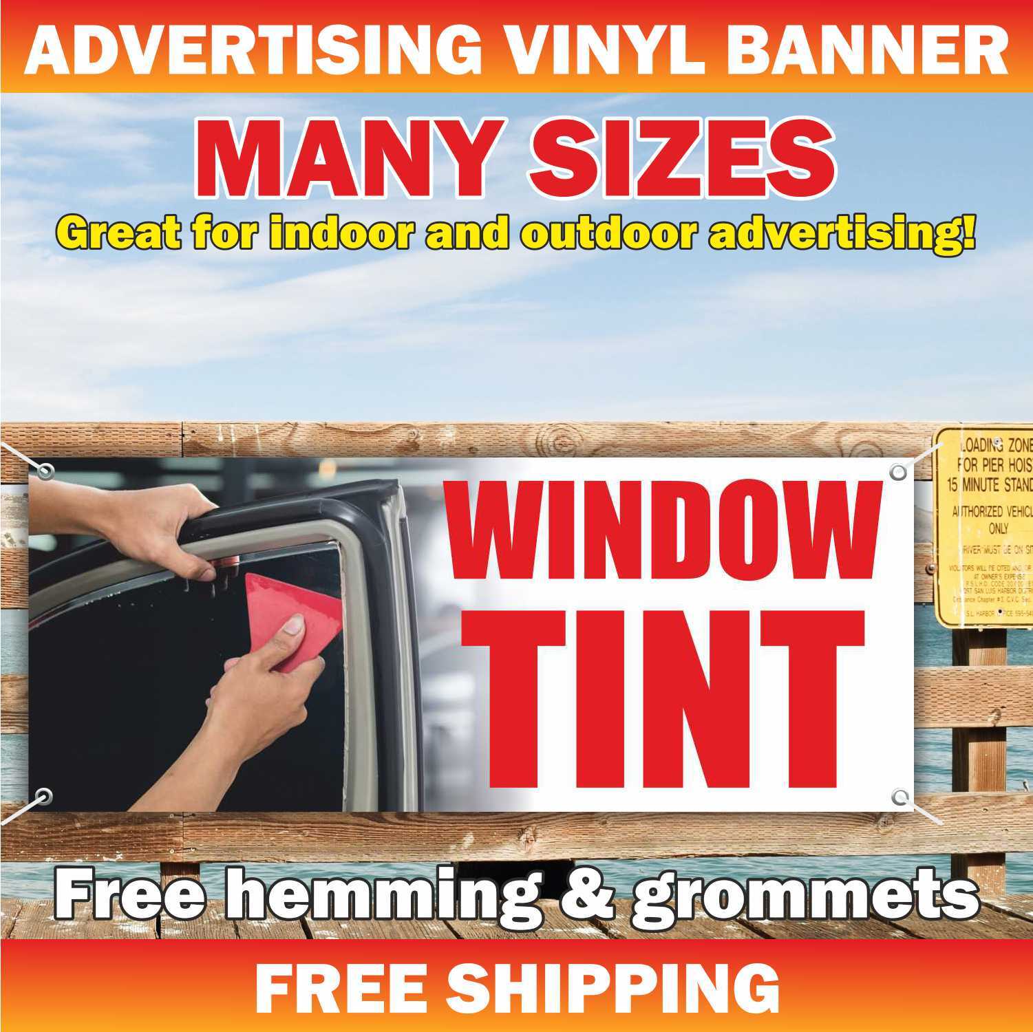 WINDOW TINT Advertising Banner Vinyl Mesh Sign AUTOMOTIVE CAR AUTO HOME VEHICLES