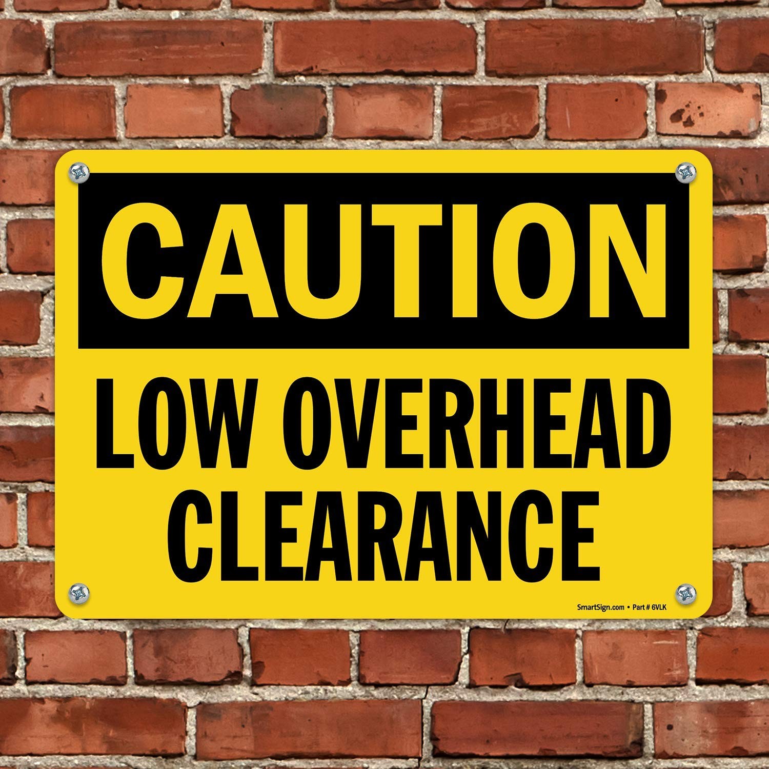 10×14 Inch Aluminum Black Yellow Caution Low Overhead Clearance Sign U91322
