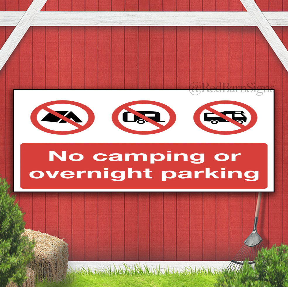 No Camping or Overnight Parking Indoor Outdoor Banner Sign with grommets
