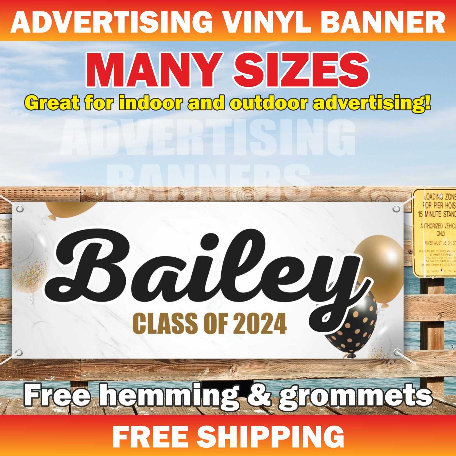 CLASS OF 2025 Advertising Banner Vinyl Mesh Sign CONGRATULATIONS Custom Name