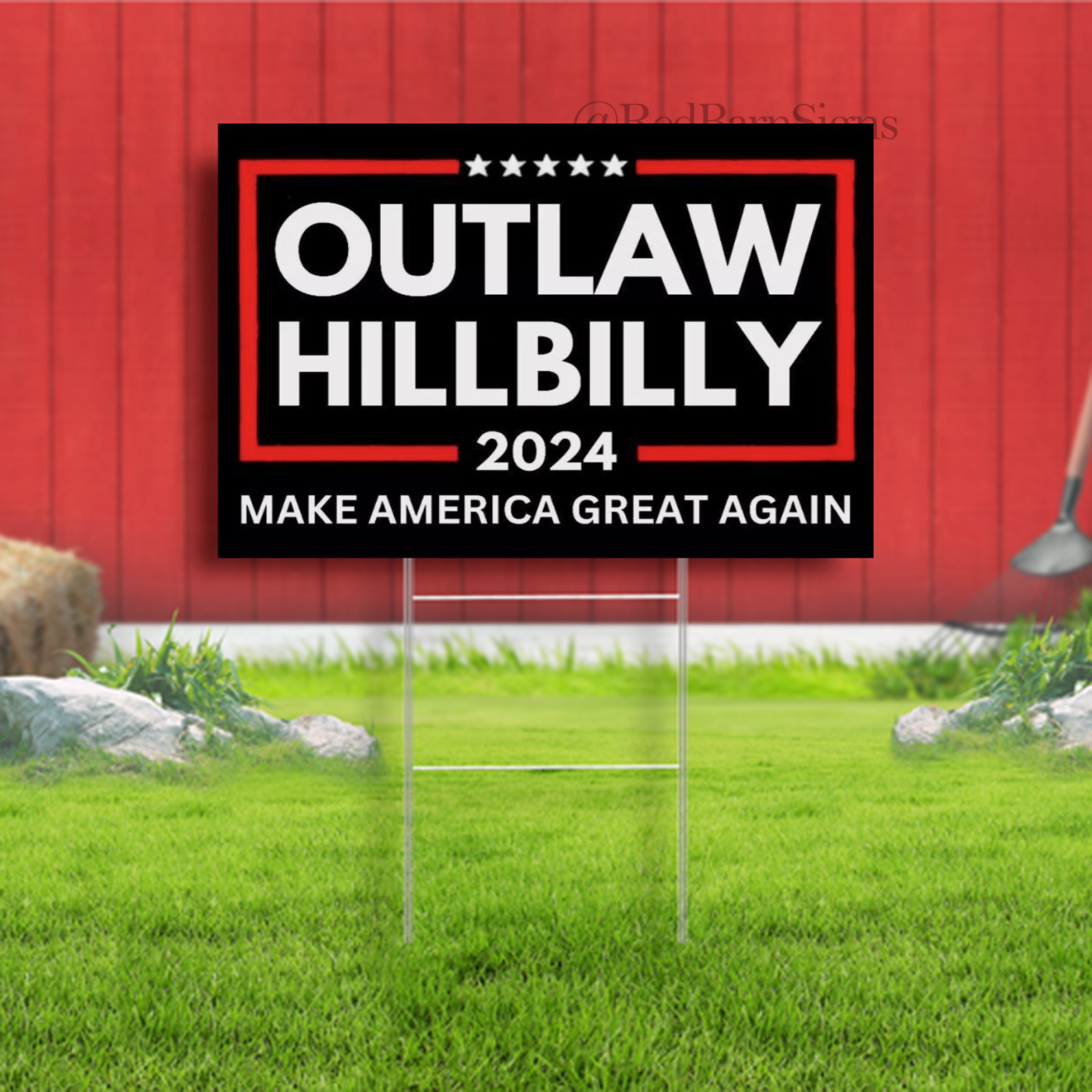 Outlaw Hillbilly Trump Vance Yard Sign Trump 2024 Lawn Sign With Metal H Stake
