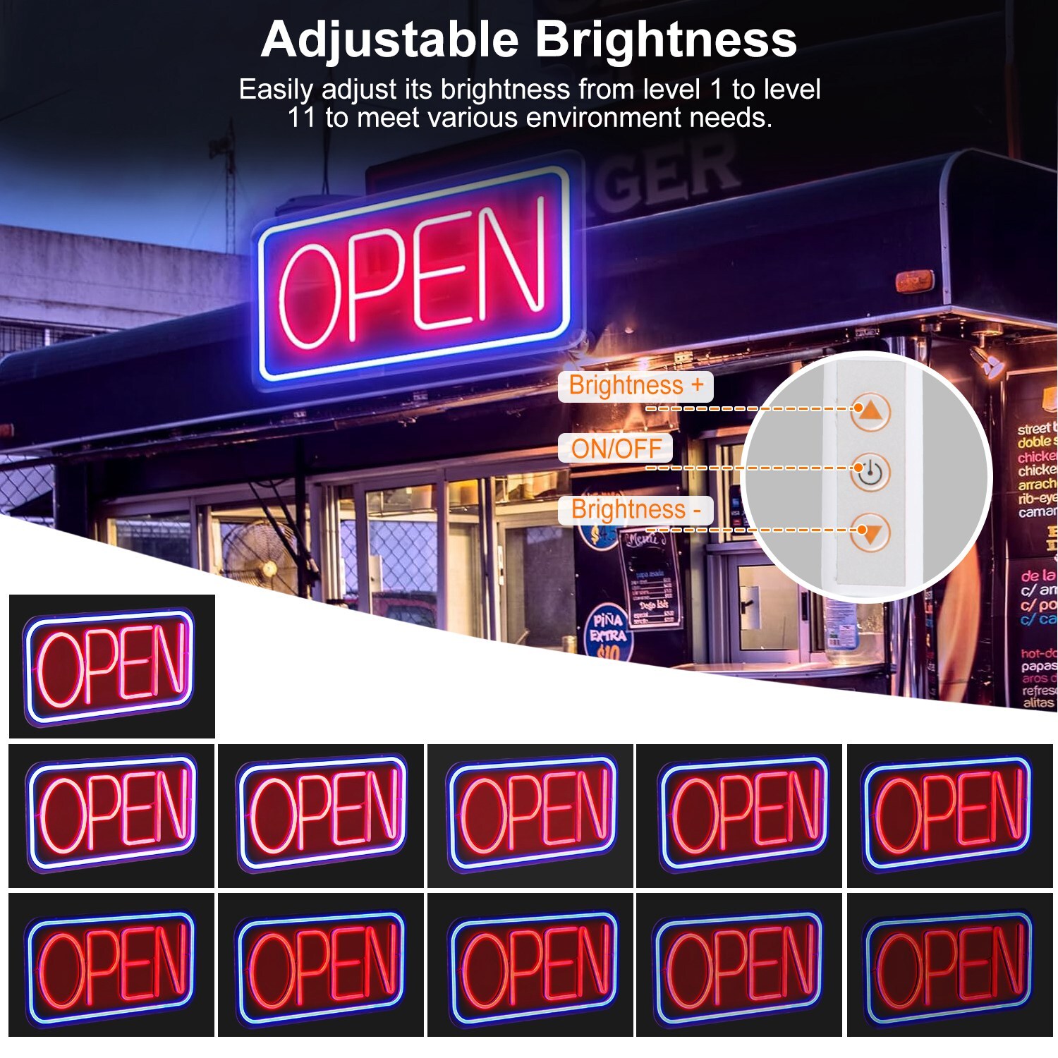 Open Sign Business Led Neon Bright Light Store Shop Bar Large Close Pub Business