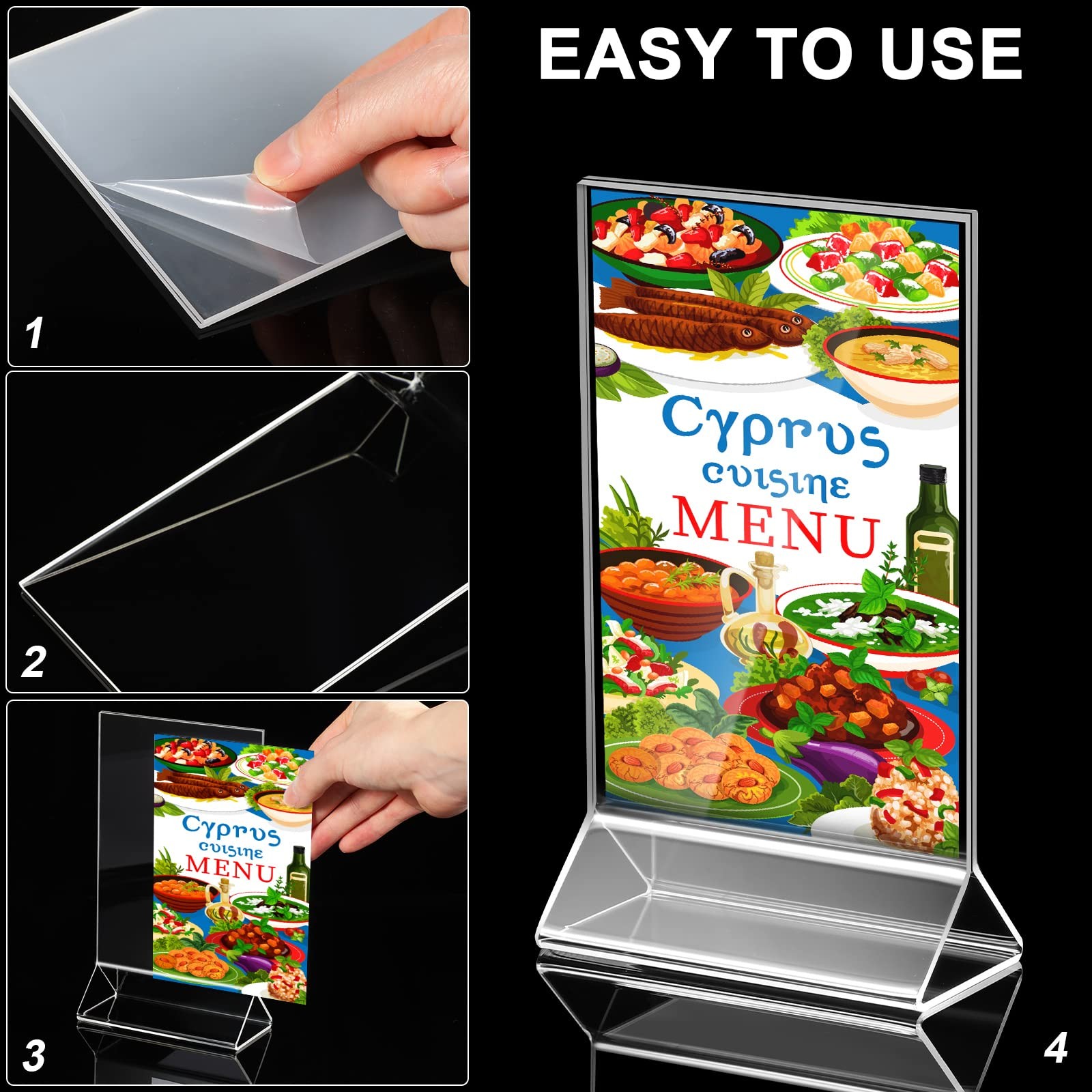 24 Pack Acrylic Sign Holder, Plastic Clear Table Display 4 x 6 Inches, clear