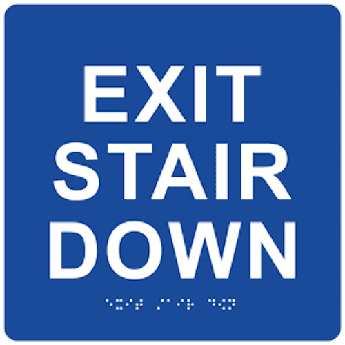 ADA Compliant EXIT STAIR DOWN Sign – Tactile with Braille , 1/8″ Acrylic 6″x6″