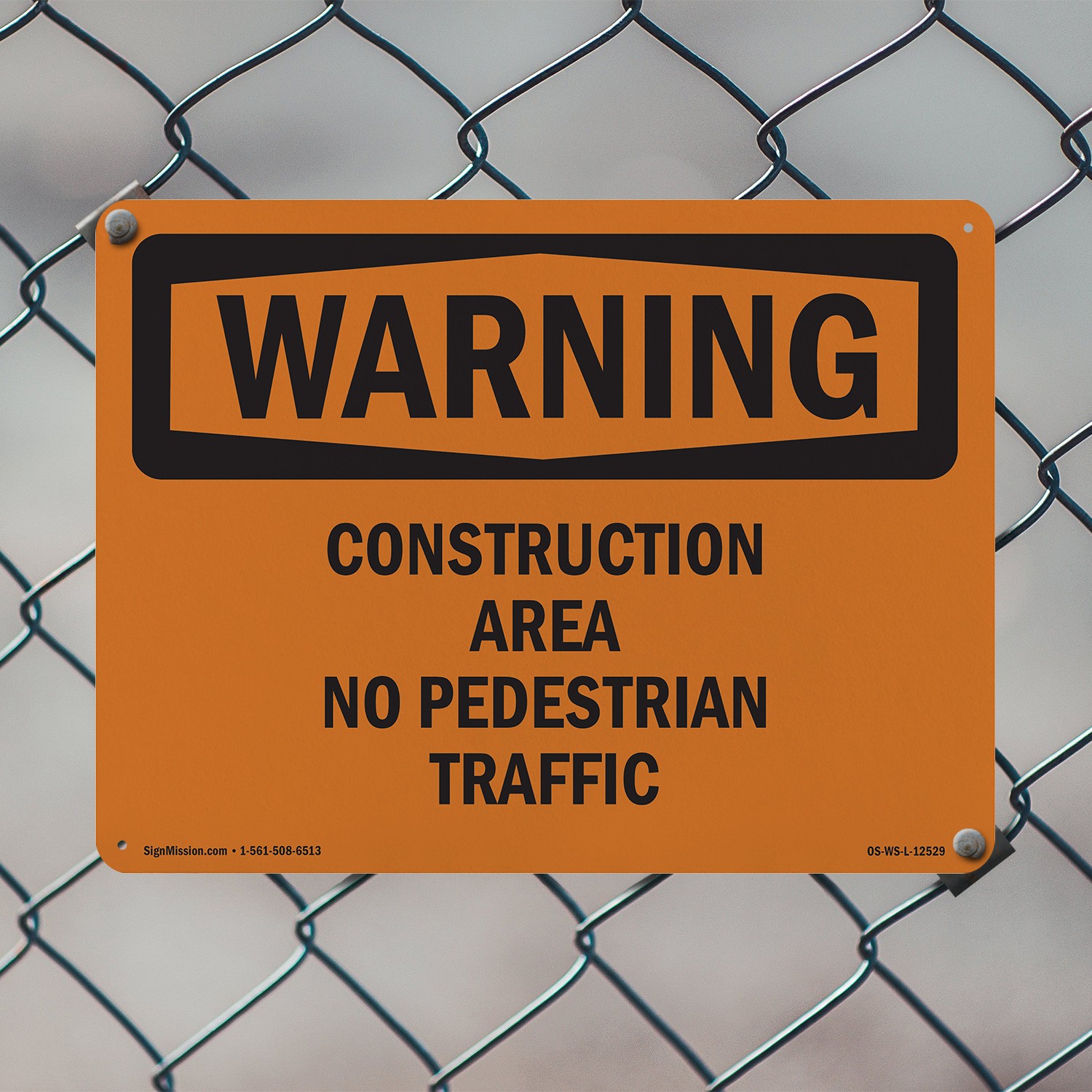 Construction Area No Pedestrian Traffic OSHA WARNING Sign, Decal 5 or 10 Pack