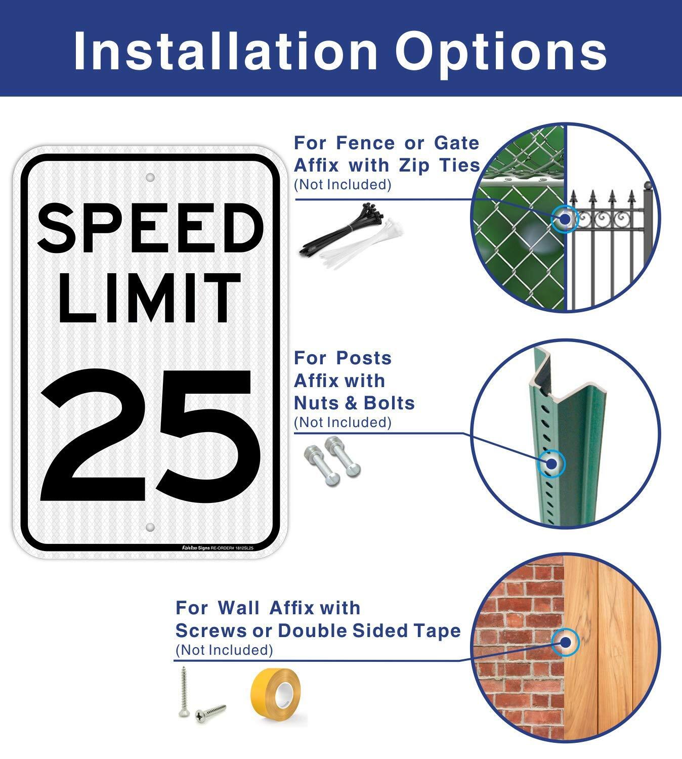 2 pack Speed Limit 25 MPH Sign, Slow Down Sign, Traffic Sign,18 x 12 Inches