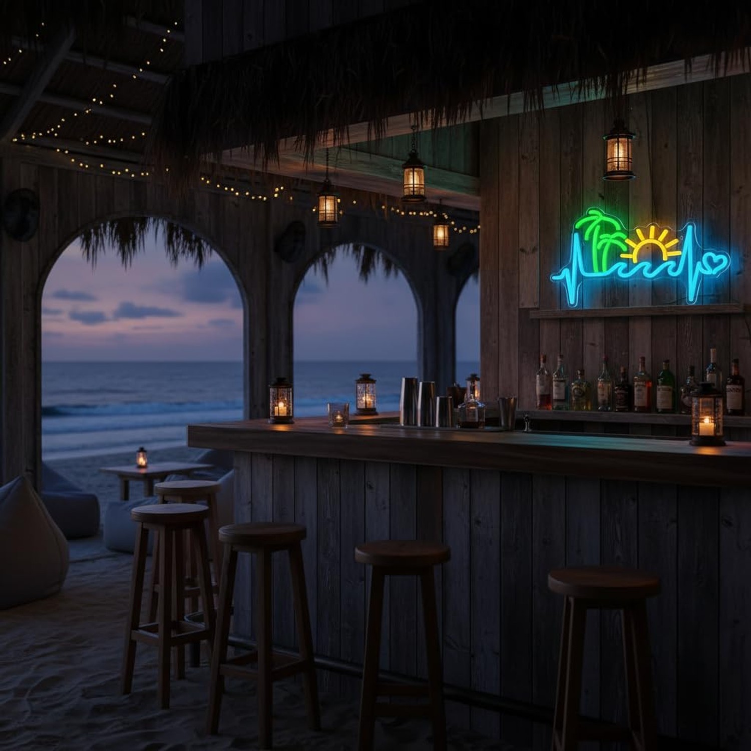 Tropical Sunset Neon Sign, Dimmable Palm Tree Sunrise Wave LED Neon Lights fo…