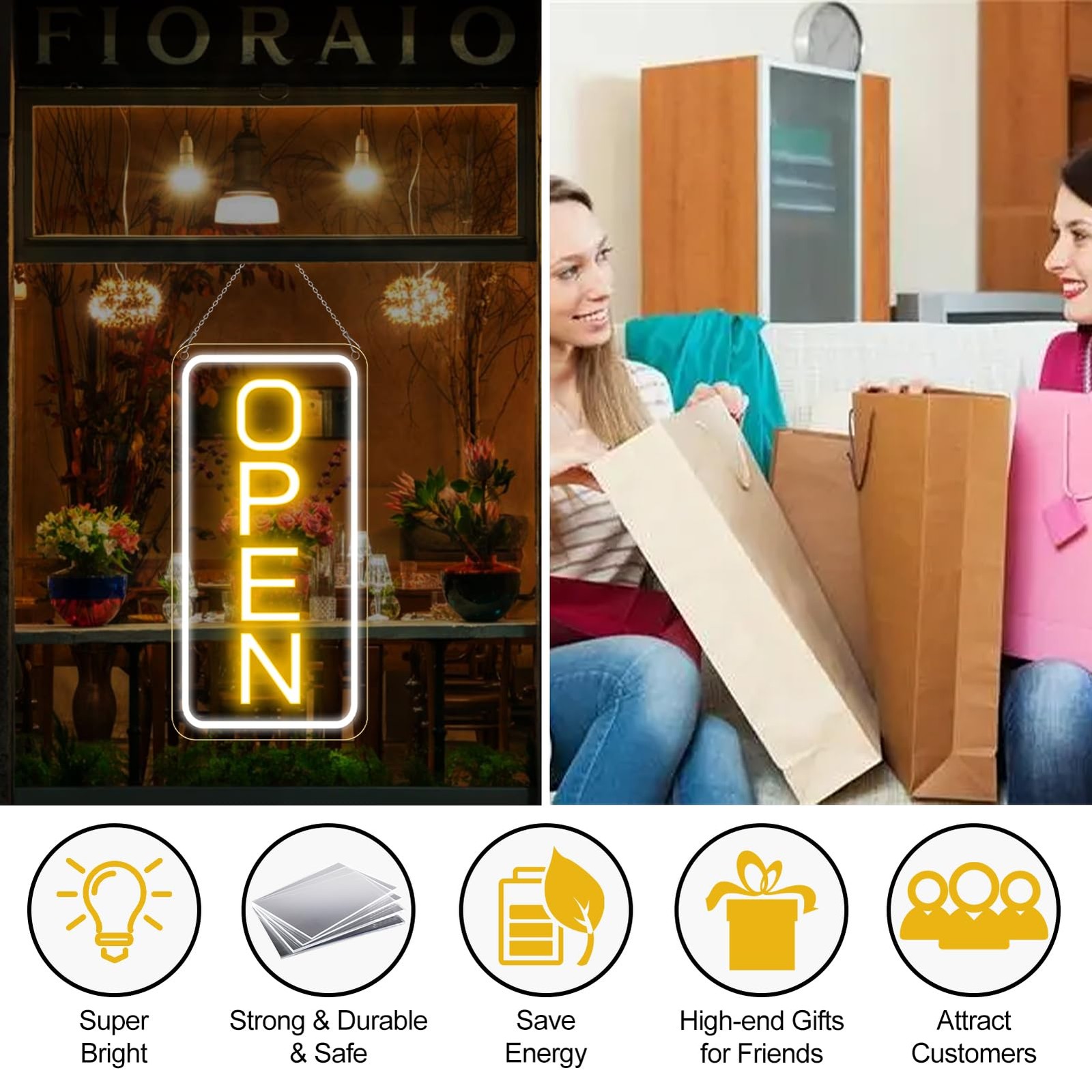 22.8″x11.8″ Large LED Open Sign for Business Bar Retail Shop Light Ultra Bright