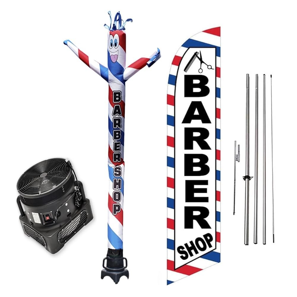 Barber Shop Outdoor Advertising Promo Pack – 20ft Inflatable Tube Man w/…