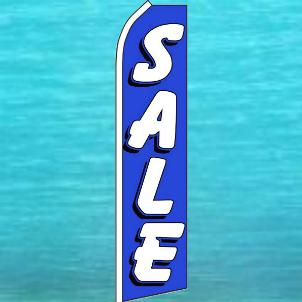 SALE Blue FLUTTER FLAG Tall Curved Top Advertising Feather Swooper Banner Flag