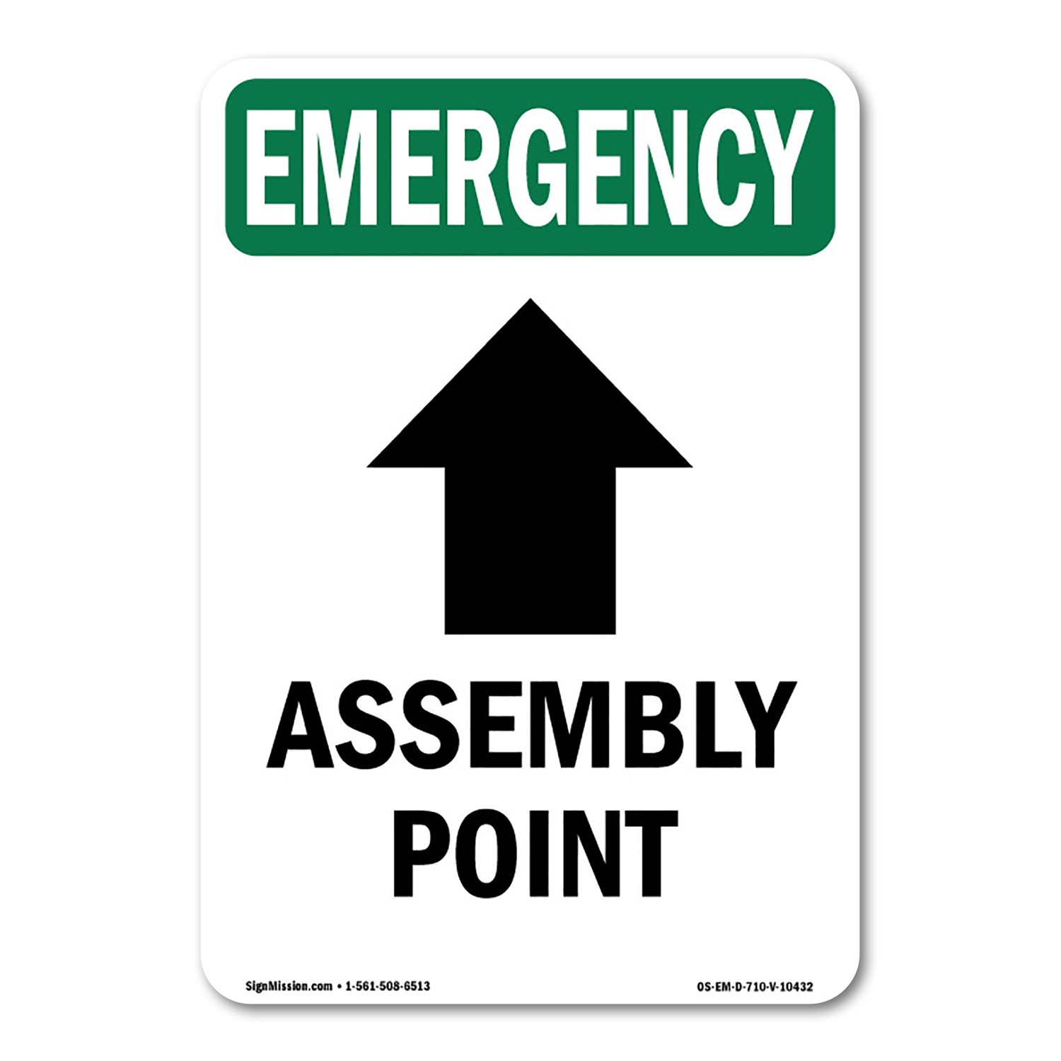 Assembly Point [Up Arrow] OSHA Emergency Sign Metal Plastic Decal