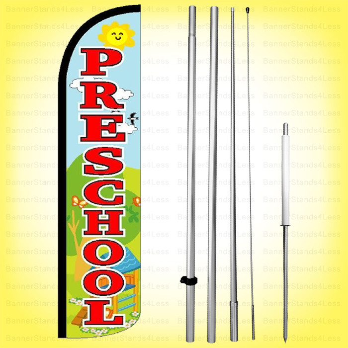 PRESCHOOL – Windless Swooper Flag Kit 15′ Feather Banner Sign gz-h
