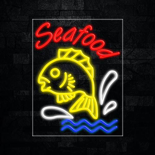 Seafood LED Neon Sign 22″L x 28″H #30458