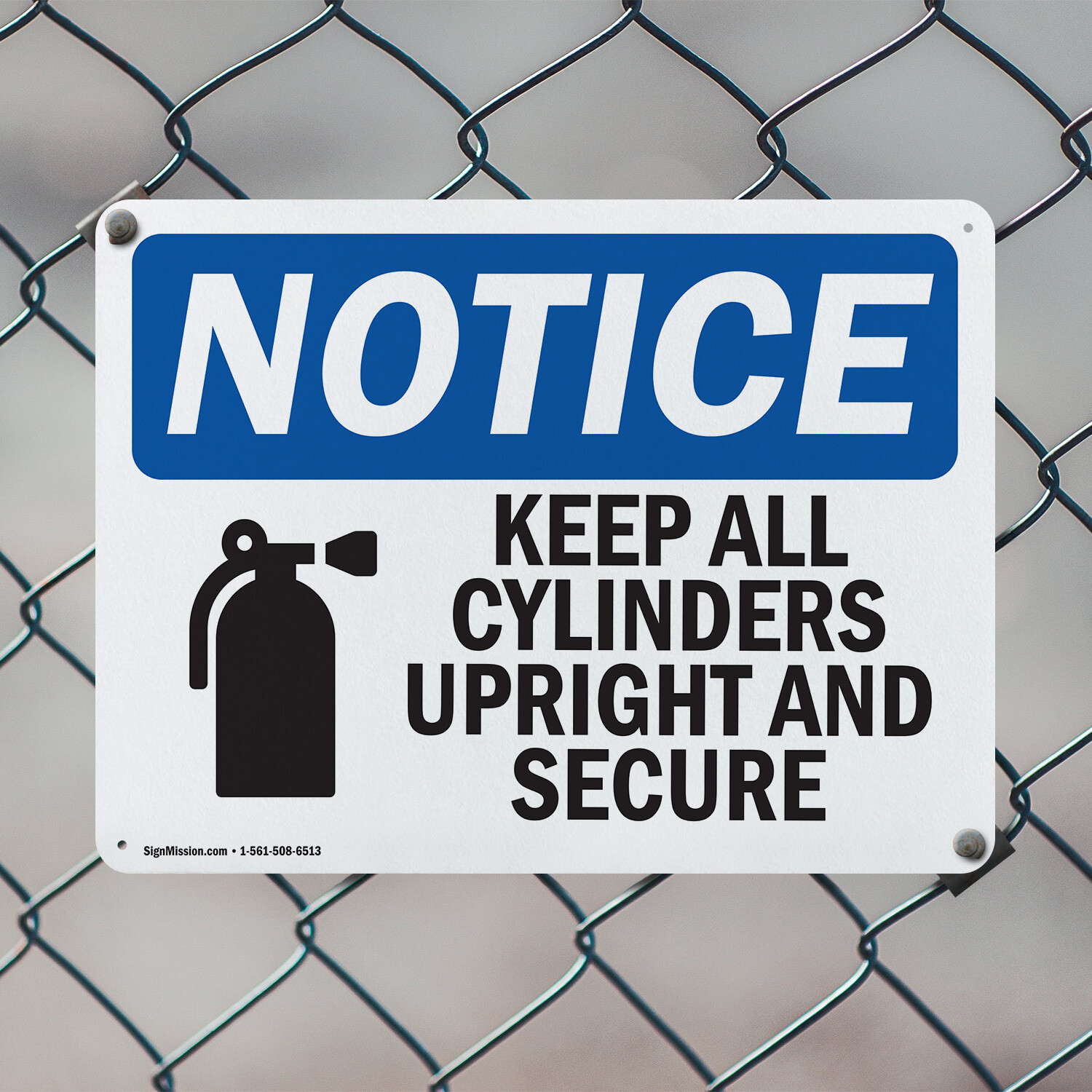 (2 Pack) Keep All Cylinders Upright And Secure OSHA Notice Sign Decal Metal
