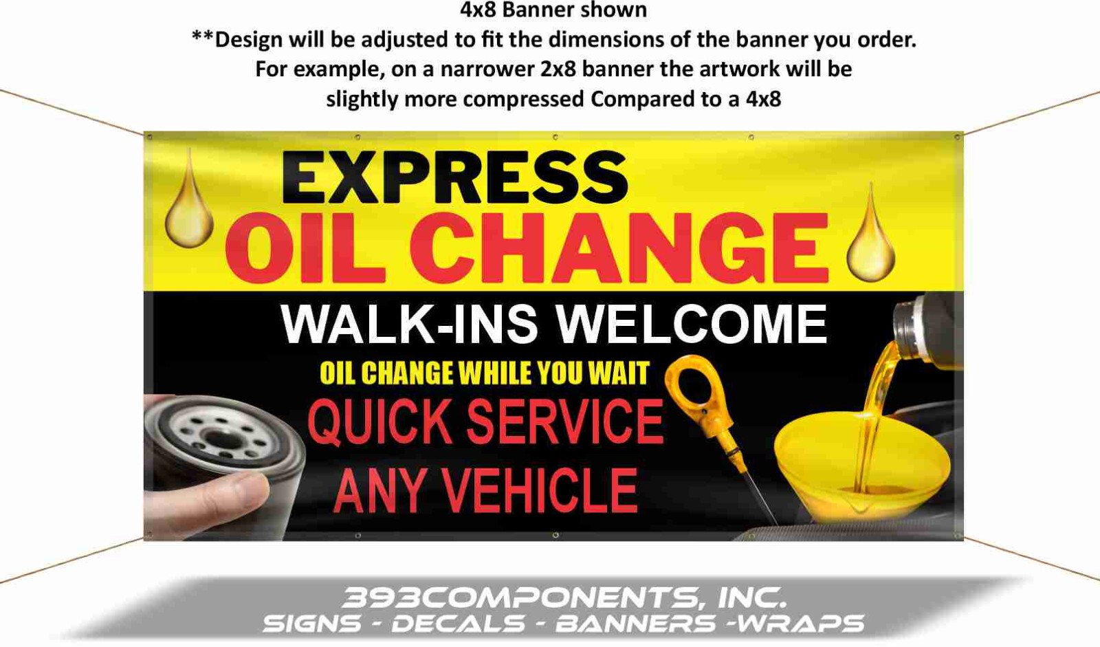 Oil & Filter Change Banner – High-Quality Vinyl Sign for Quick Vehicle Service