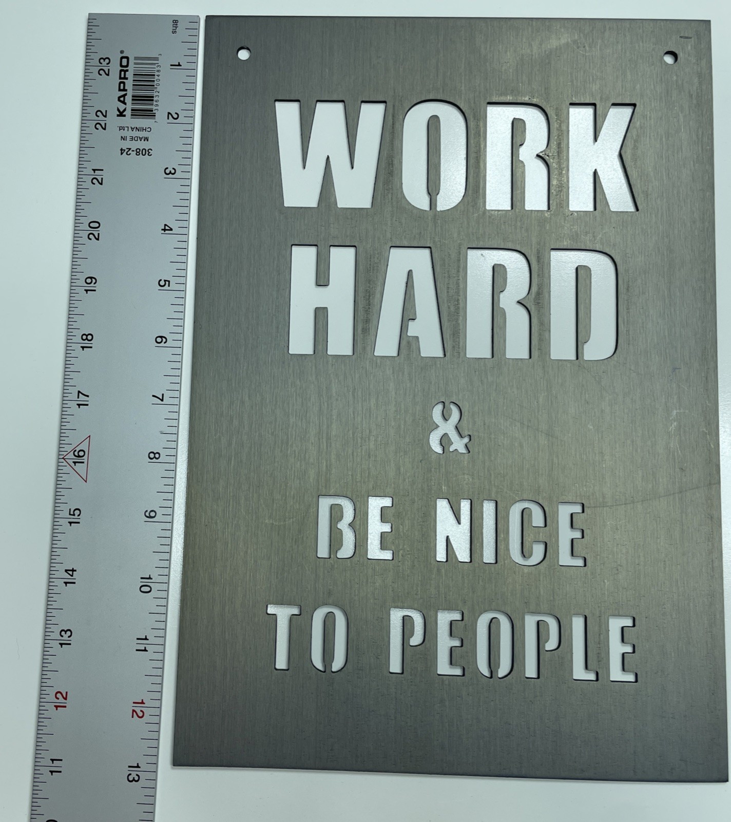 JDH Iron Designs Wall Sign “Work Hard and Be Nice To People” 13 X 9 In Steel USA