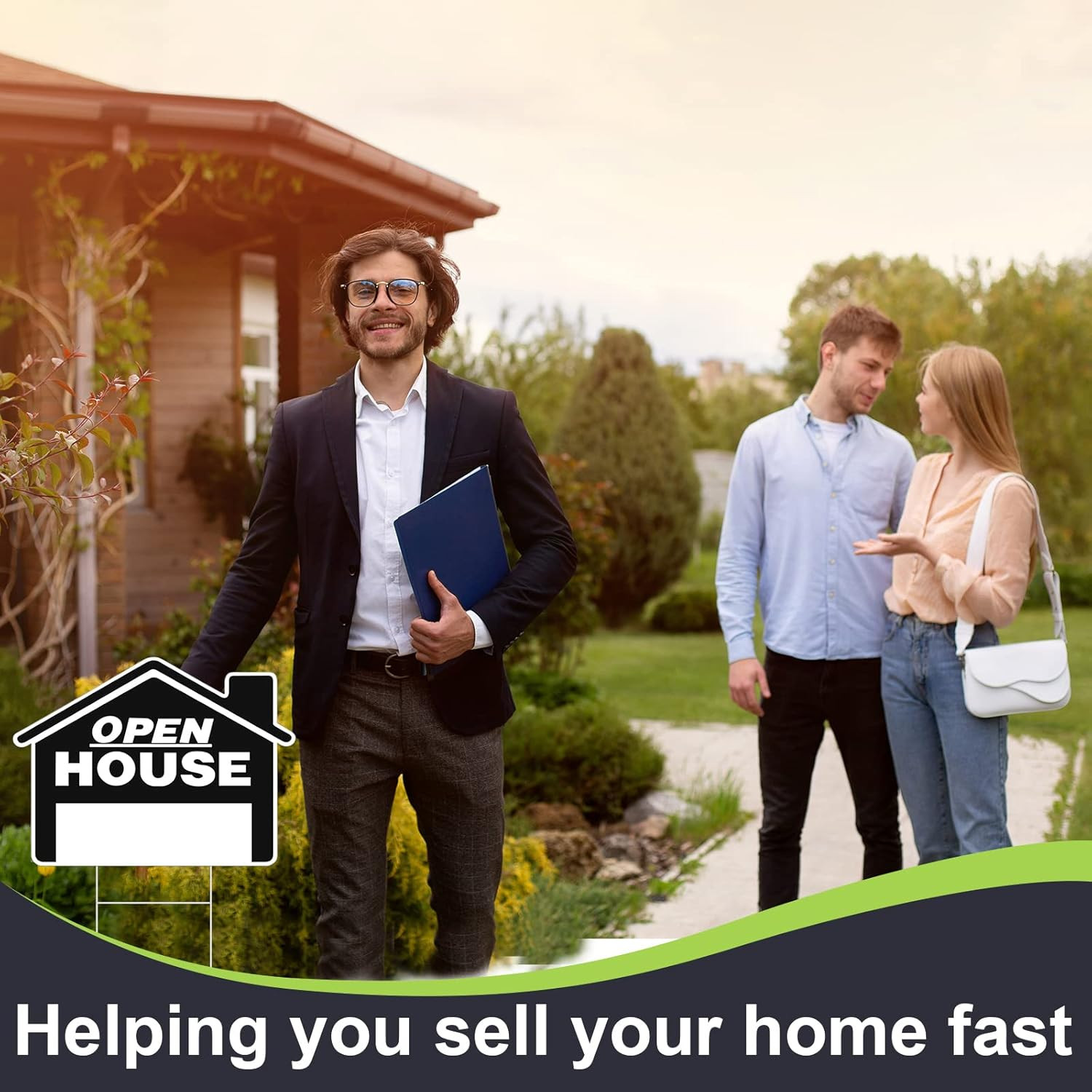 4 Pcs Open House Signs for Real Estate 12×16 Inch Double Sided Directional Signs