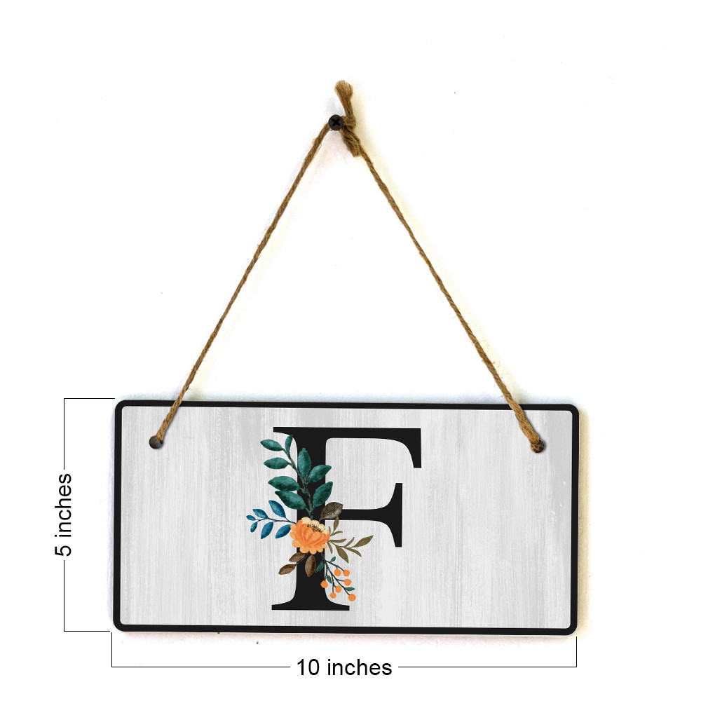 F Flower Decor 5×10 Hanging Wall or Door Sign | Alphabet Letter Room Decoration