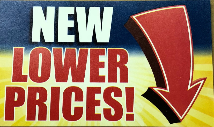 New Lower Price Shelf Signs/Price Cards for Retail-100pieces