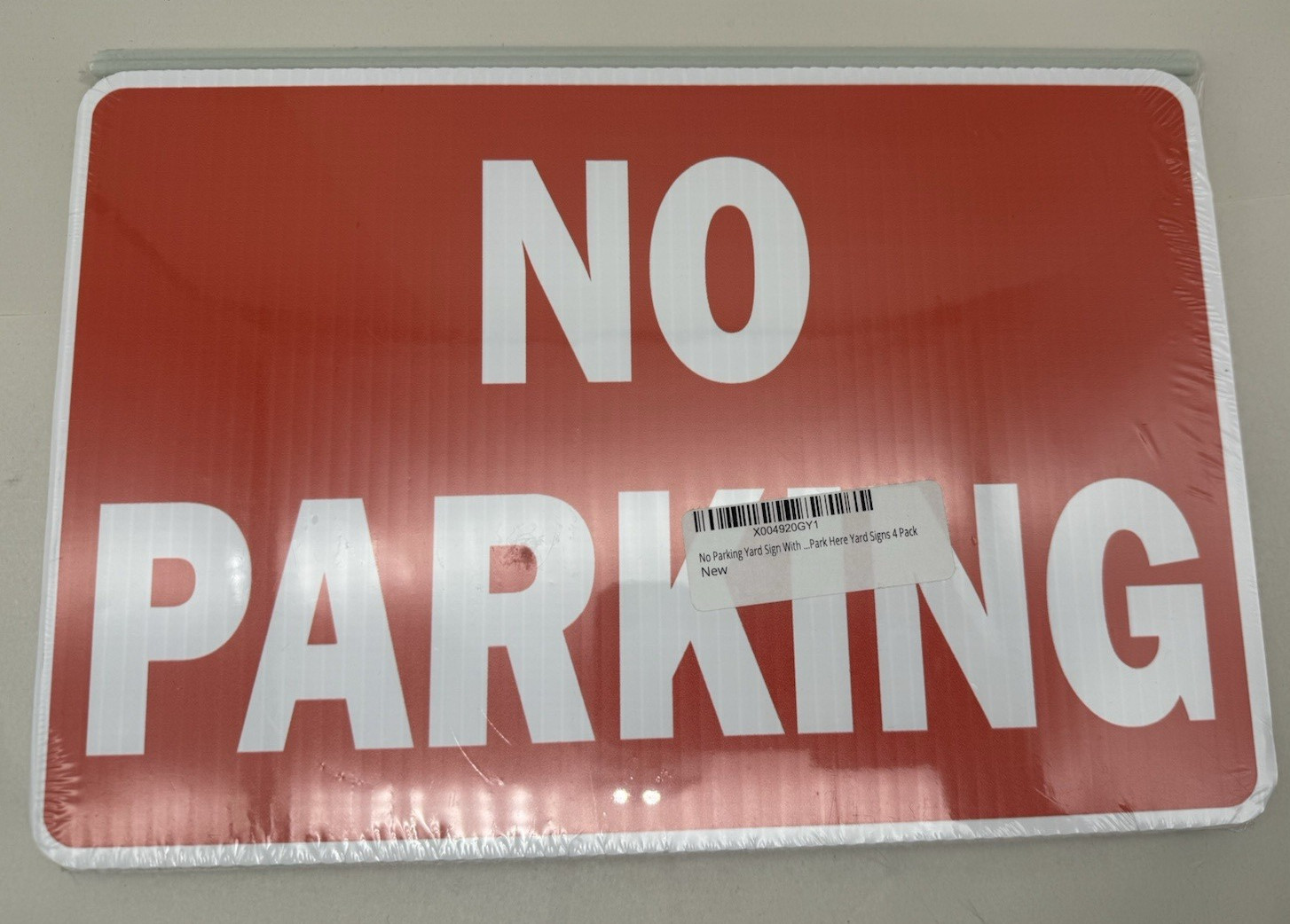 12″x8″ No Parking Yard Sign with Stake *Lightweight Weather Resistant 4pcs *READ