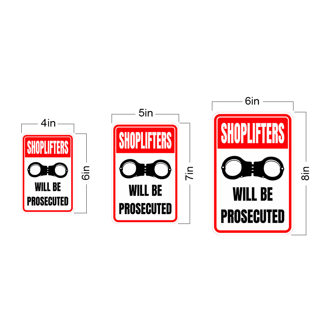 Portrait Round Plus Shoplifters Will Be Prosecuted Wall or Door Sign