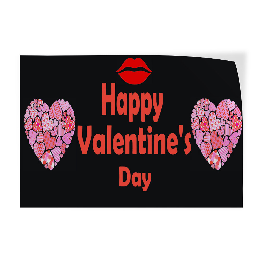 Decal Stickers Happy Valentine’s Day Hearts Vinyl Store Sign Label