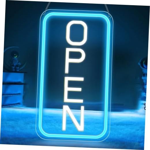 Open Signs for Business, 16″x 9″ LED Neon Open 16*9 inch Blue White Vertical