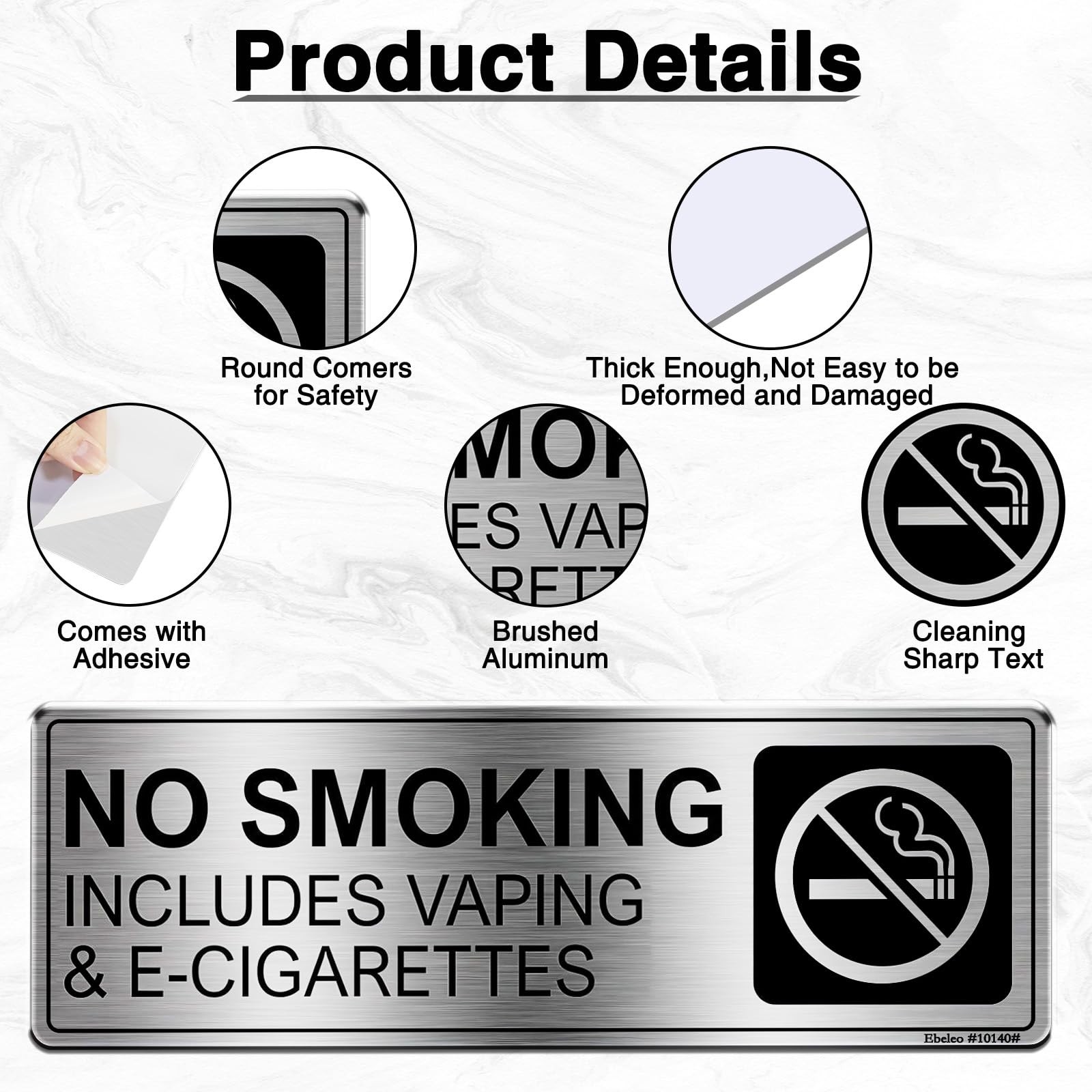 Ebeleo No Smoking Signs for Business & Home – 4 Pack Rust-Free Aluminum,7×2 I…