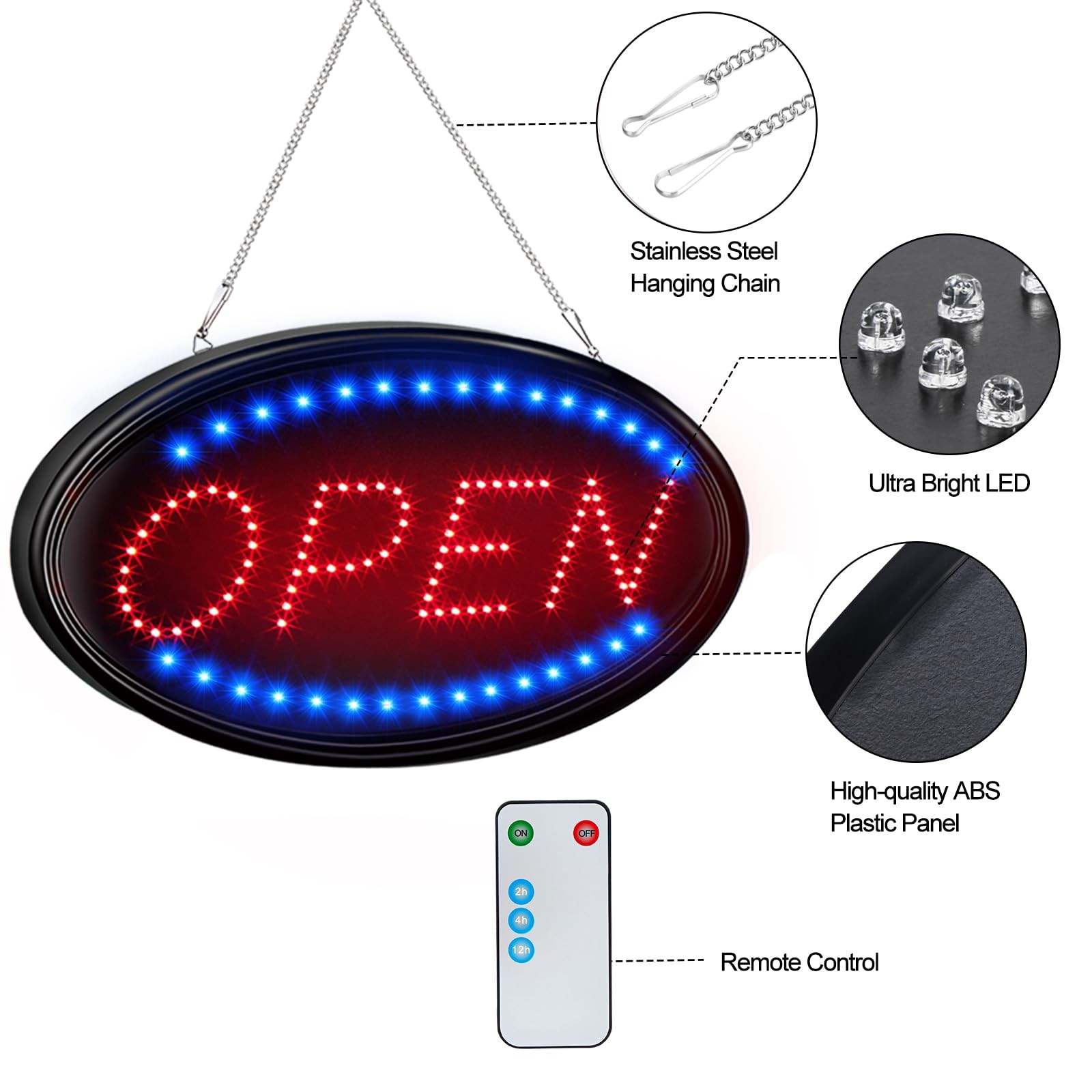LED Open Sign, Large 23×14 inch Business Open Sign with Remote Electric Displ…