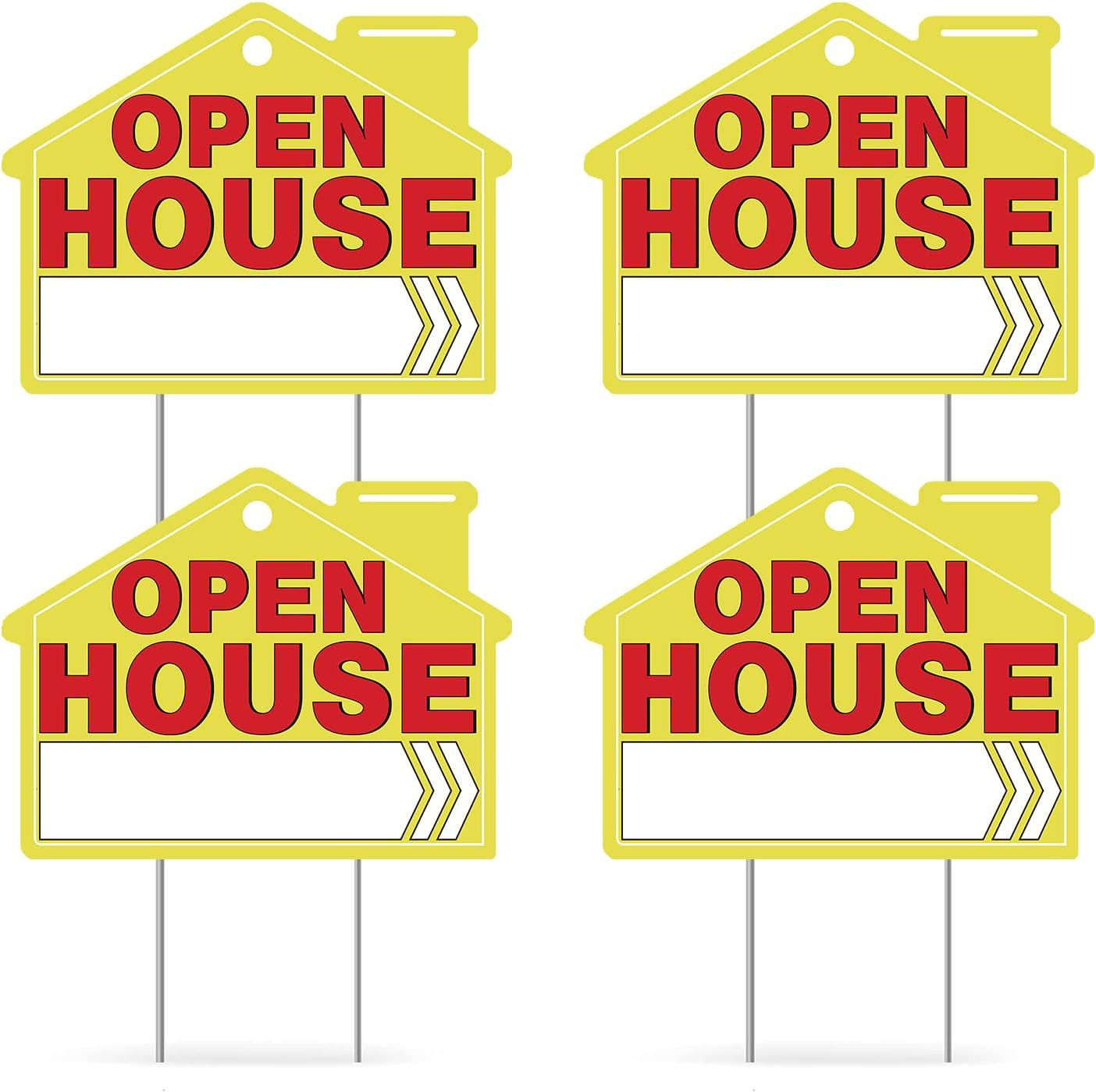 Open House Signs for Real Estate – 4 Pack Large Double-Sided Yard Signs with 28I
