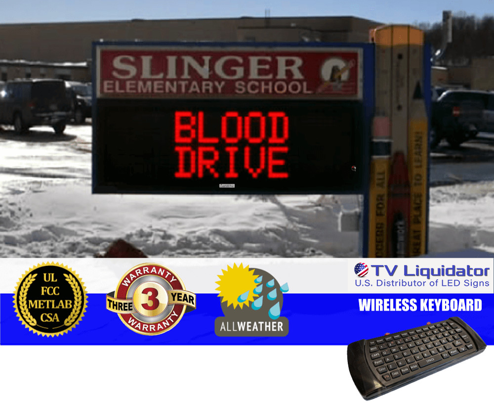 LED Sign 3 Color 16″x41″ RGY Programmable Scrolling Outdoor Message Display Open