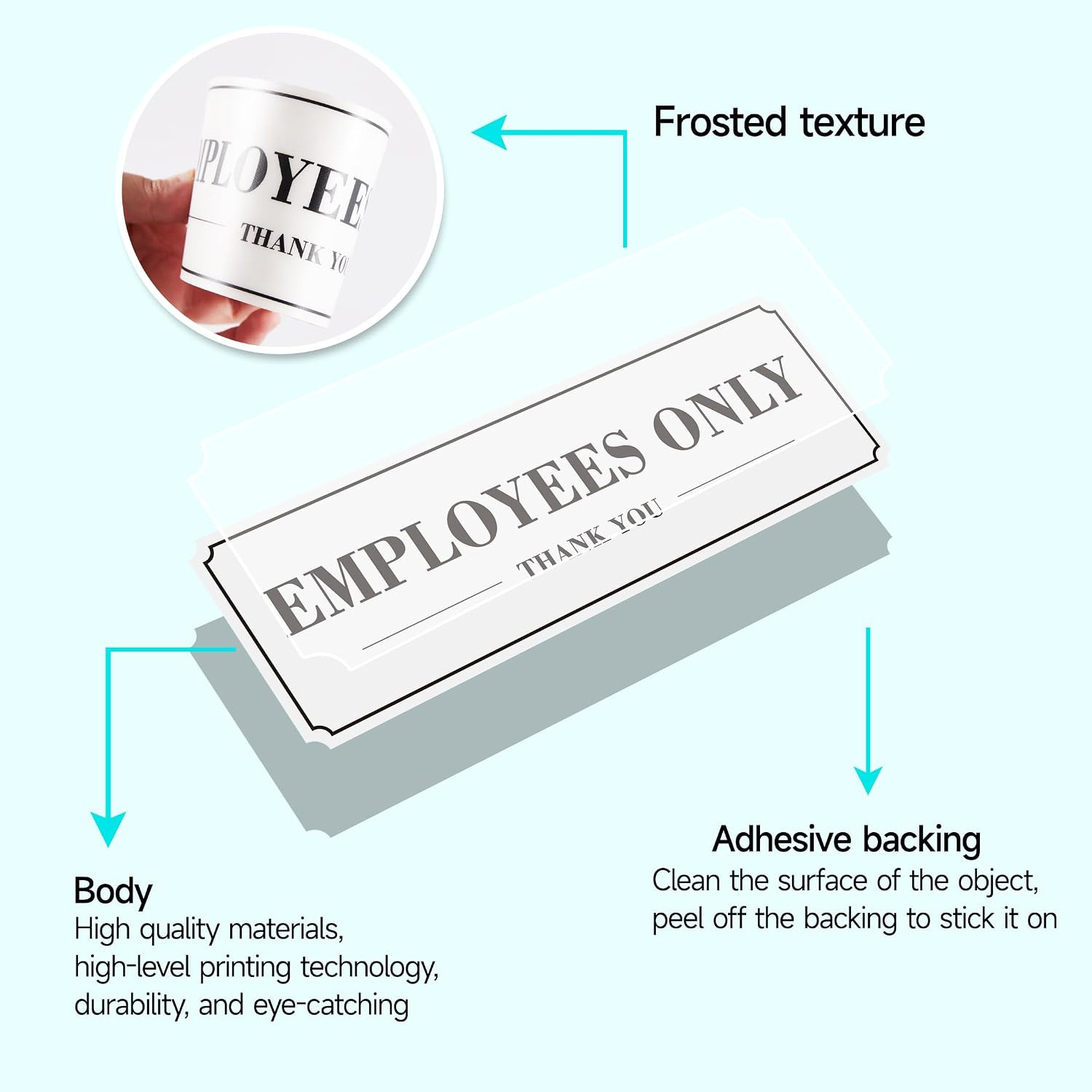 Employees Only Sign for Door, (2 Pack) Self-Adhesive Staff Only for Business Doo