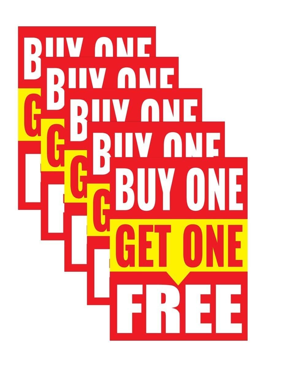 BOGO Free Store | Retail Window Display Sign | 18″W x 24″H | 5 Pack