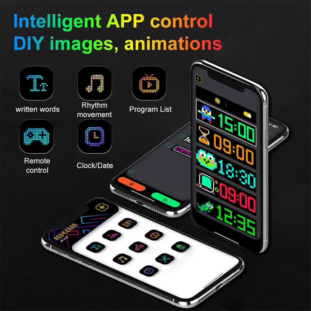 LED RGB Car Eye Sign Animation Matrix USB Panel DIY Programmable Bluetooth LED