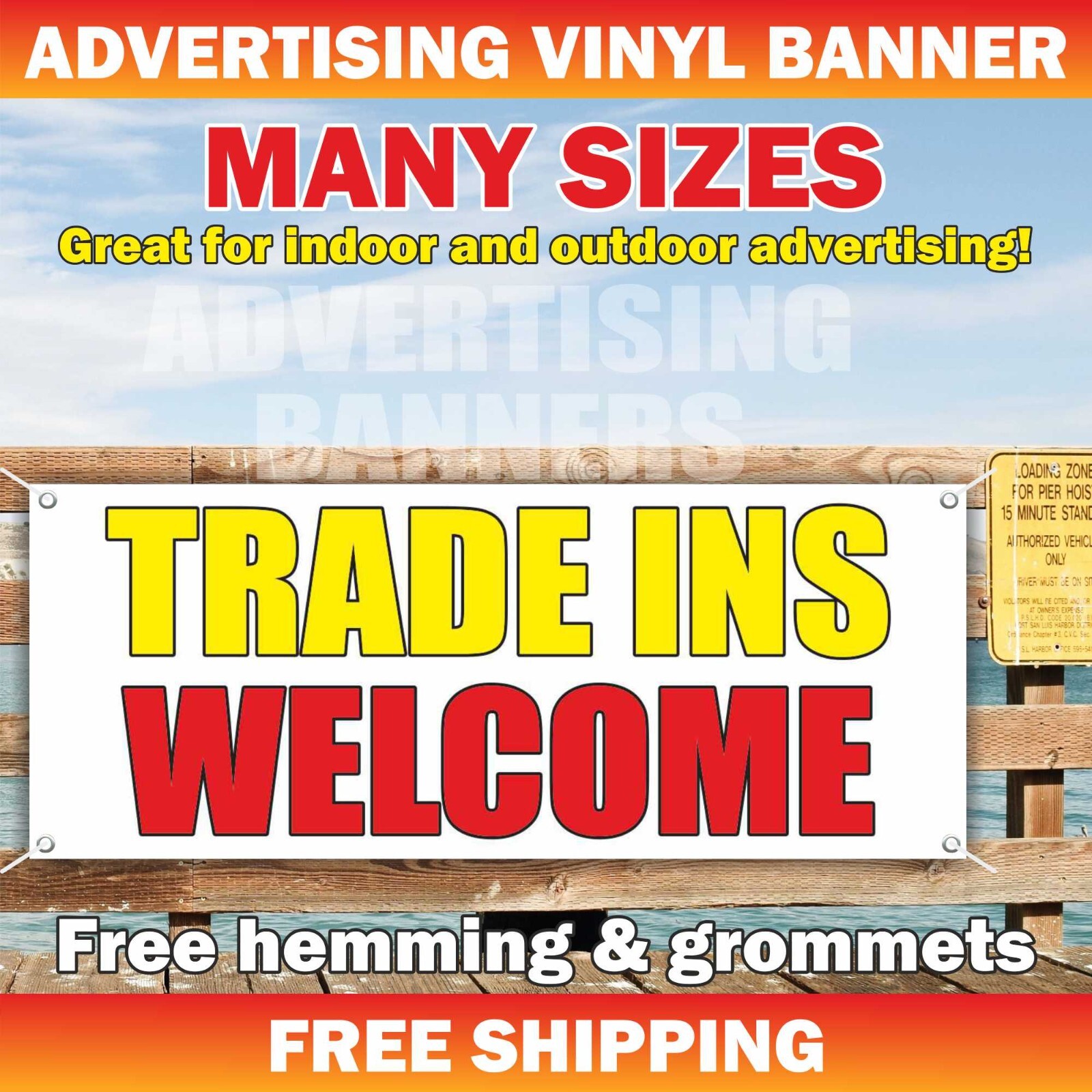 TRADE INS WELCOME Advertising Banner Vinyl Mesh Sign Pawn Shop Cash Buy Sell