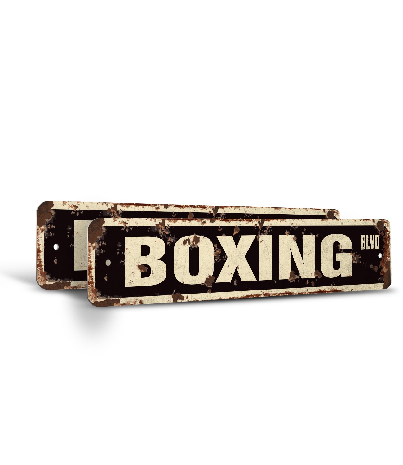 BOXING Vintage Style Rustic Street Sign Metal boxer fighter gloves heavy bag