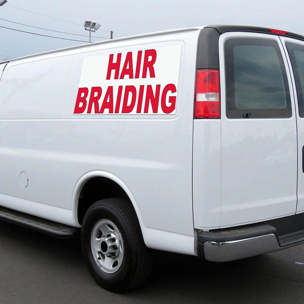 Car Magnet Set of 2 Hair Braiding Red B Car Advertising Industrial Sign