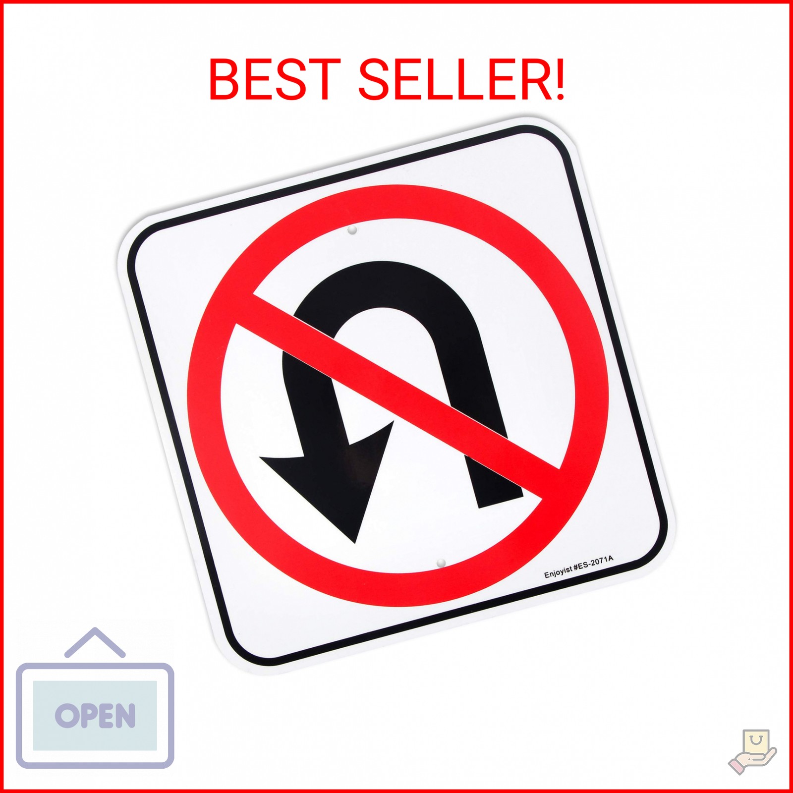 No U-Turn Symbol Sign, No Turn Around – 12″x 12″ – .040 Aluminum Reflective Sign