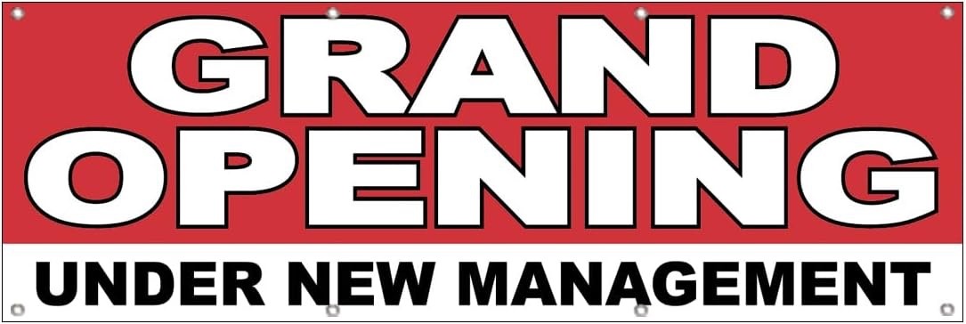 2×6 Ft GRAND OPENING UNDER NEW MANAGEMENT Banner Polyester Fabric Sign rwb