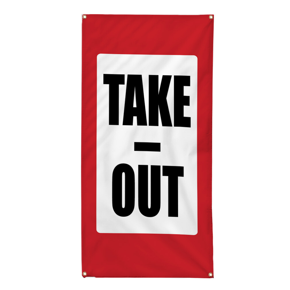 Vertical Vinyl Banner Multiple Sizes Take-Out Promotion Business Outdoor
