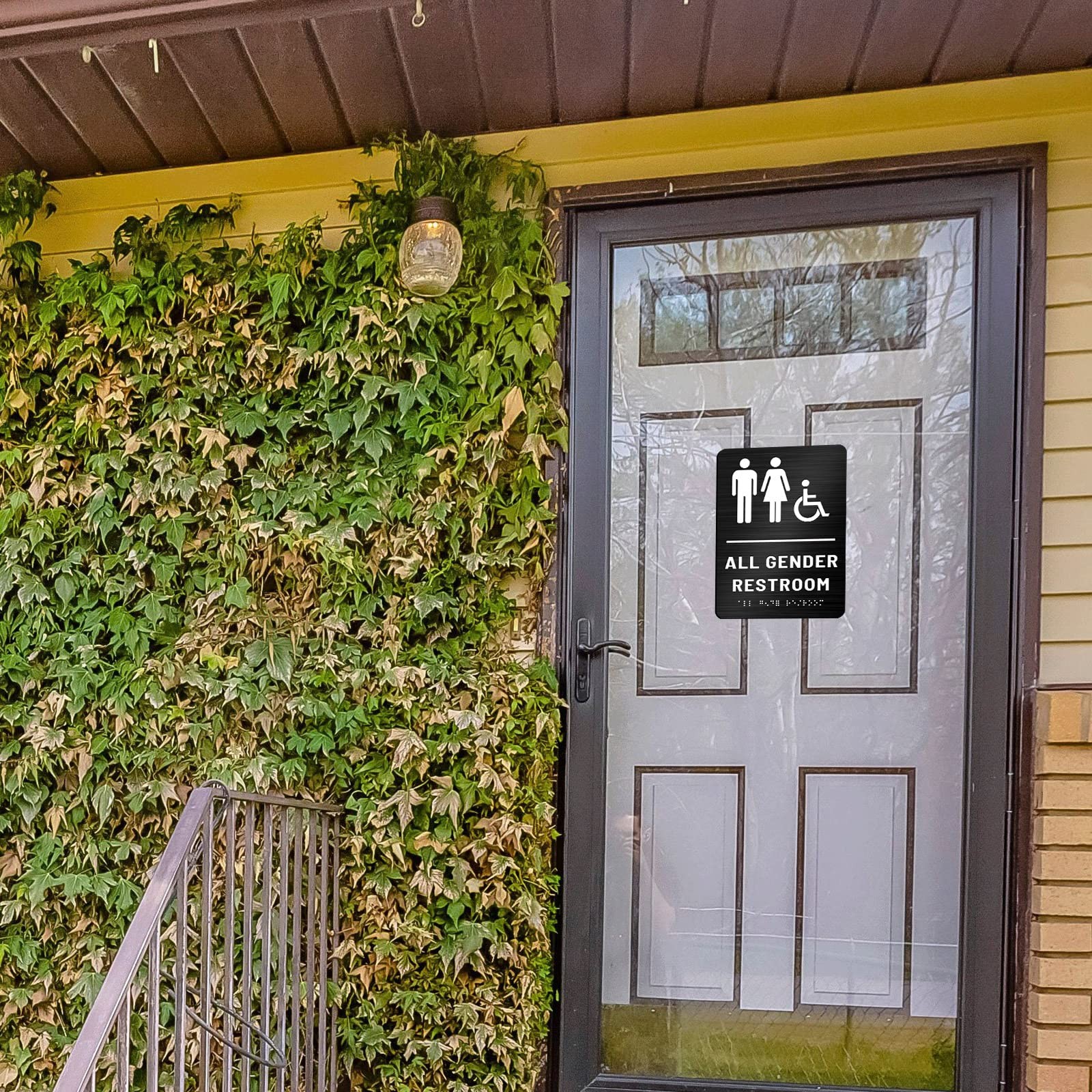 6x8Inch All Gender Bathroom Sign Unisex Restroom Sign for Business Office Public