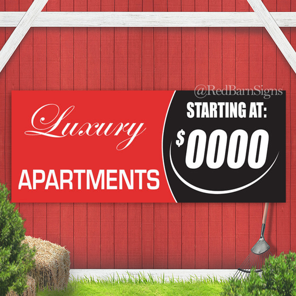 Luxury Apartments Starting at Indoor Outdoor Banner Sign with grommets