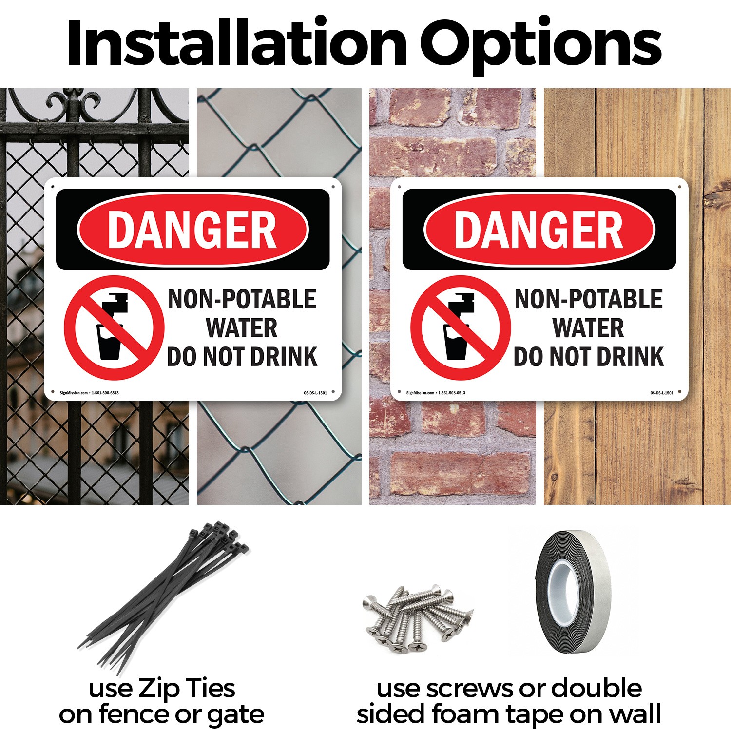 Non OSHA Danger Sign Metal, Plastic, Or Decal – 5 or 10 Pack