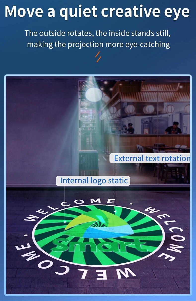 25W-110W Dynamic and Static Logo Projector Lamp with Rotating Surround Effect