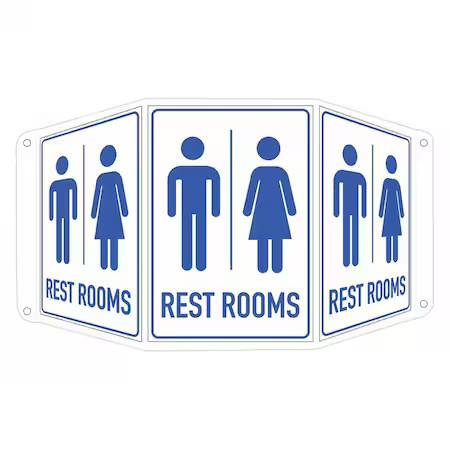Lyle Lctb-0006-Na_7X10 Rest Rooms (W Sym), 17 1/2 In W X 10 In H, Tri-Bend,