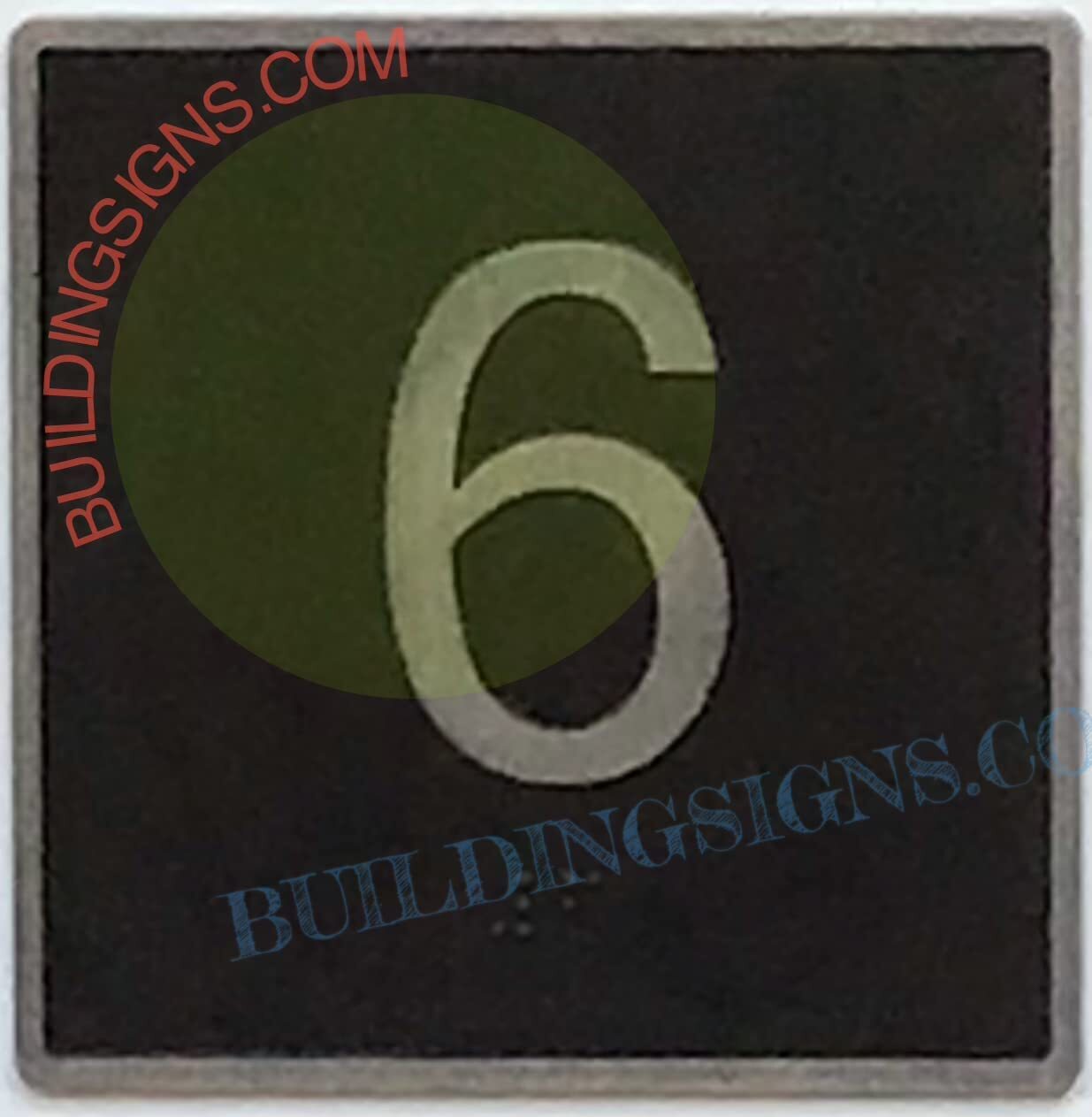 ELEVATOR FLOOR NUMBER 6 SIGN- ELEVATOR JAMB PLATE FLOOR 6 SIGN-REF24-1027