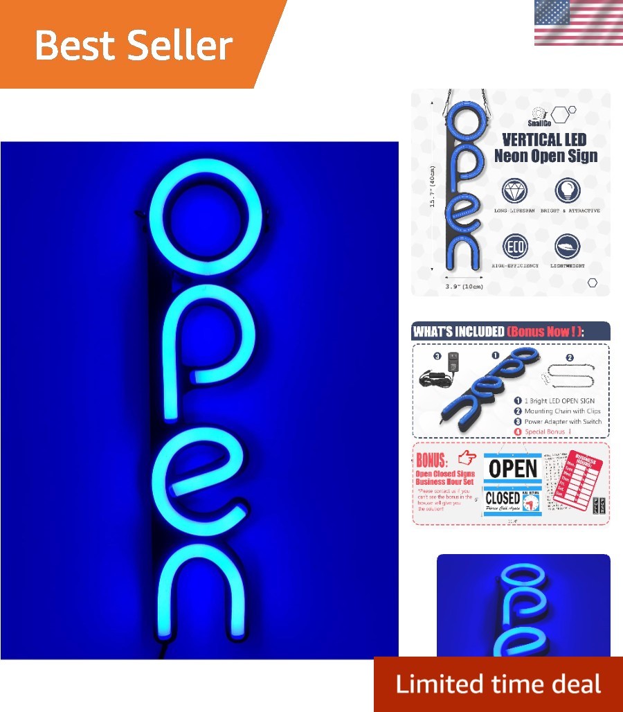 Attractive 16×6 Inch Neon Open Sign with ON/OFF Switch – Perfect for Retail