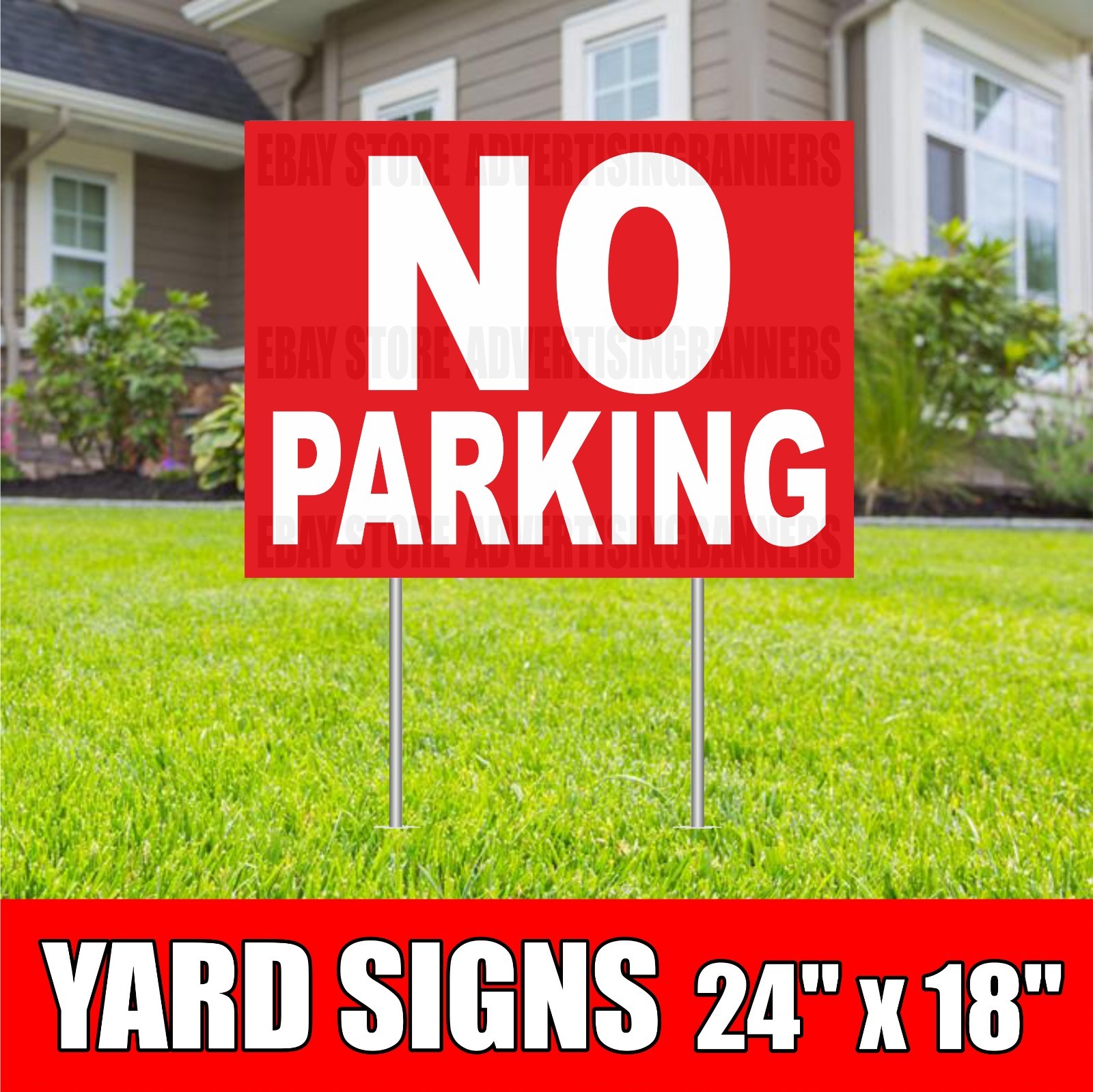 NO PARKING Yard Sign with H-Stakes AT ANY TIME Parking Anytime customer Private