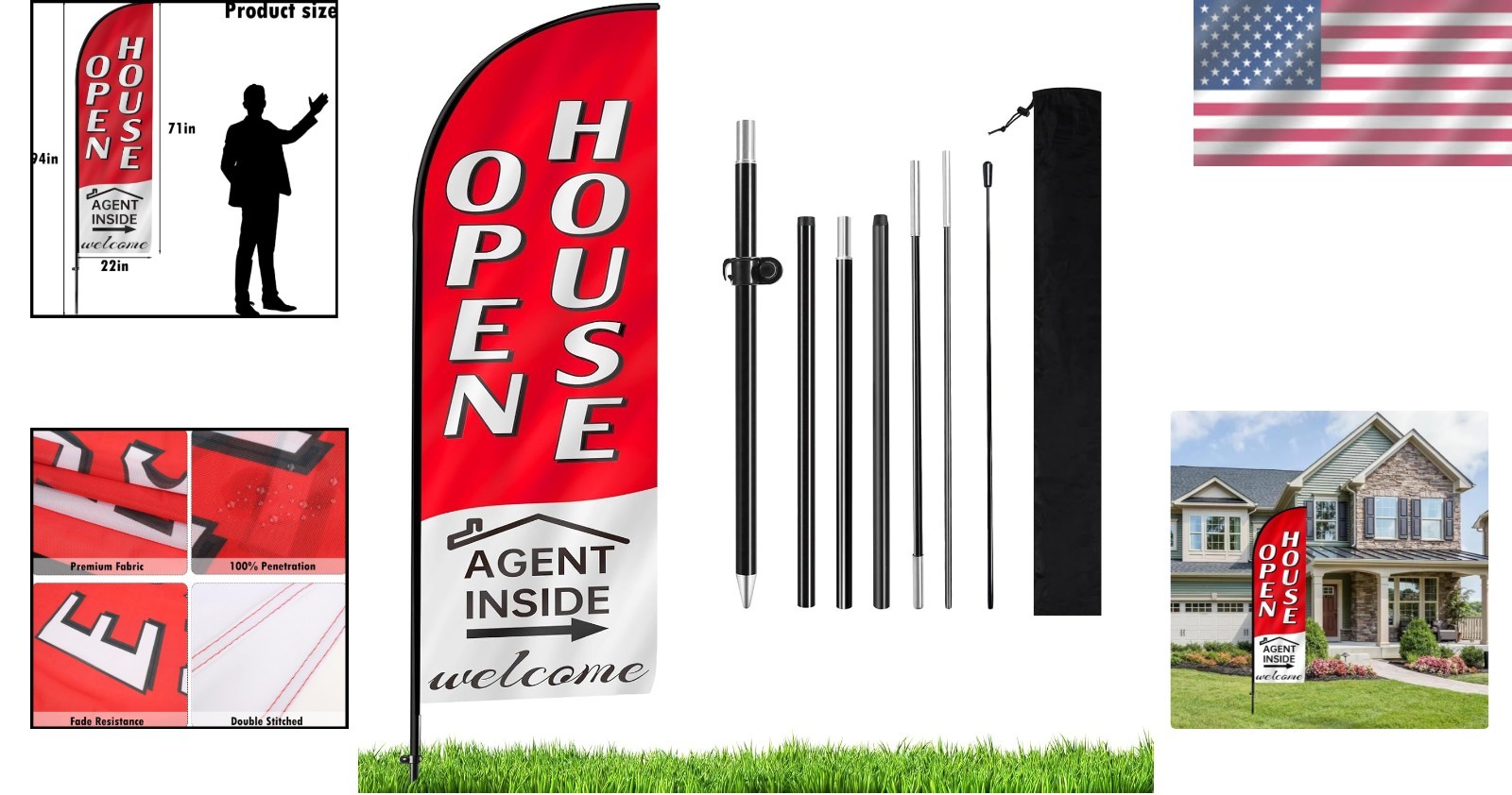Vibrant 7.9FT Feather Flag for Real Estate Open Houses – Easy Setup Included