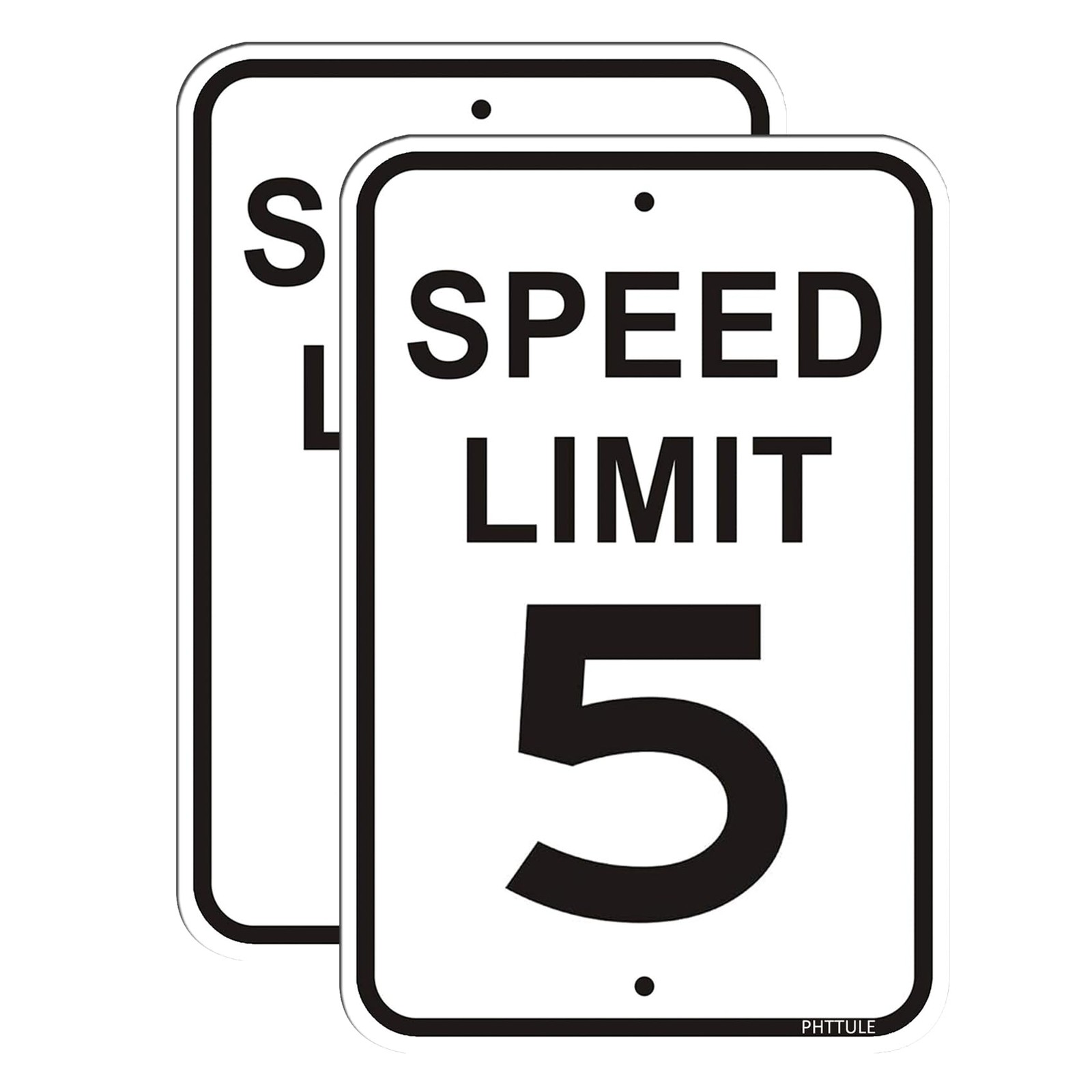 2 Pack Speed Limit 5 MPH Sign 12×18 Inch Reflective Aluminum Slow Down Board
